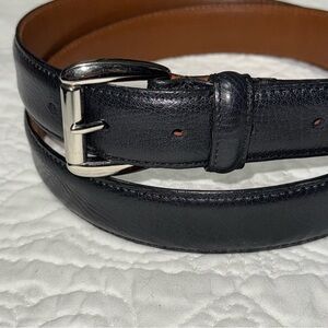 Polo Ralph Lauren Belt Black Leather Textured Solid Brass Buckle Sz 42 mens